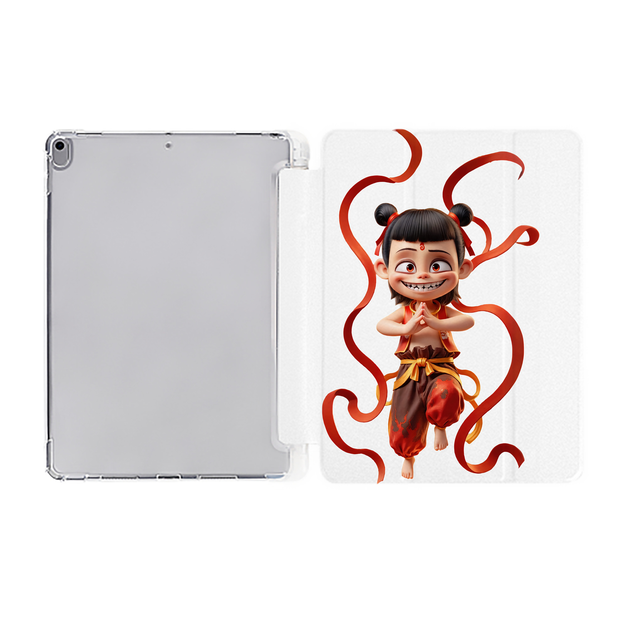 （画像用） Ne Zha 2 ナタ 魔童の大暴れ IPad ケース ペン収納付き 三つ折りスタンド PUレザー×シリコン 対応機種9.5/10.5/10.9インチ